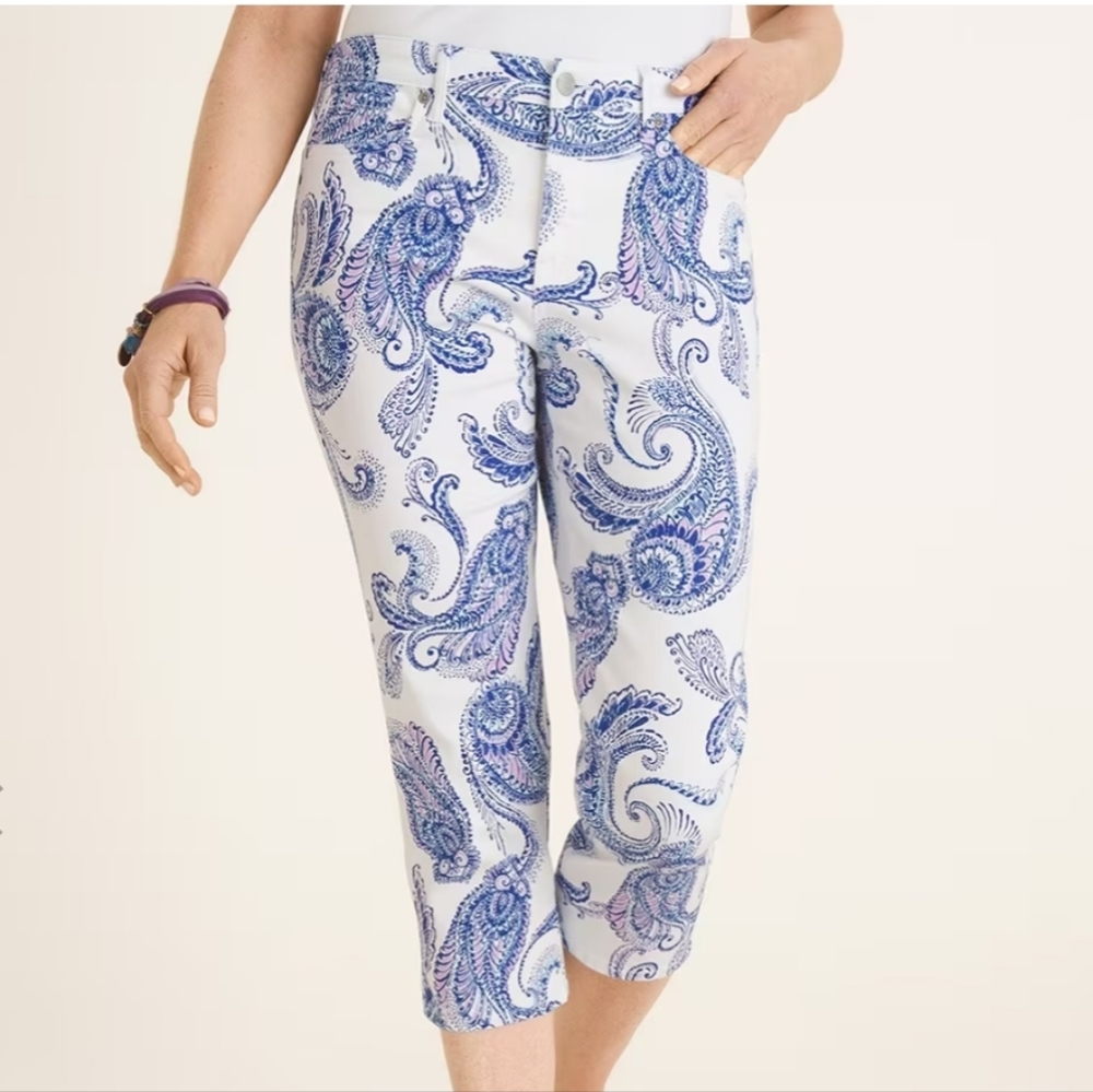 Chico's Blue and Purple Paisley Capris